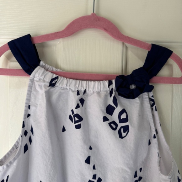 Gymboree White & Navy Giraffe Yoke Dress Girls Size 12 EUC - Picture 4 of 8